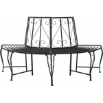 vidaXL Дървесен бенч 4 -местен 160 x 80 x 89 см steel Черно полукръгъл (42029500)