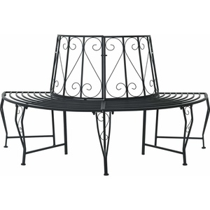 vidaXL Дървесен бенч 4 -местен 160 x 80 x 89 см steel Черно полукръгъл (42029500)