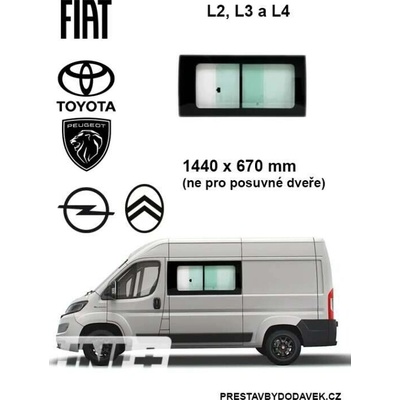 Boční levé posuvné okno L2, L3 a L4 | Citroen Jumper / Peugeot Boxer / Fiat Ducato / Opel Movano