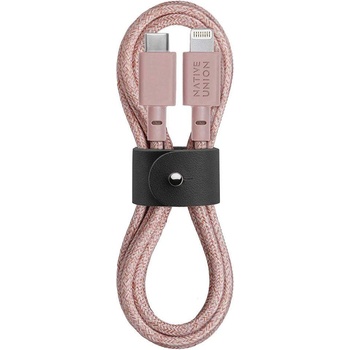 Native Union Belt Cable USB-C to Lightning - здрав плетен USB-C към Lightning кабел за Apple устройства с Lightning порт (розов) (120 см)