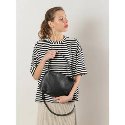 TOKS VISOKS Litovský Ateliér AGLEA kožená crossbody kabelka ROBIN čierna