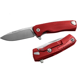 lionSTEEL rok a rs / Луксозно джобно ножче с дръжка от масивен алуминий и издръжливо острие от стомана m390 - червено (lion0156)