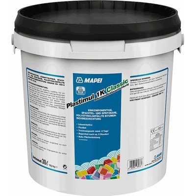 MAPEI Plastimul 1K Classic jednozložková bitúmenová izolačná emulzia na základy 30 l Čierna