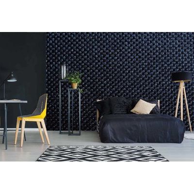 DIMEX ART Самозалепваща се флизелинова фототапета черен текстилен детайл 375 x 250 см