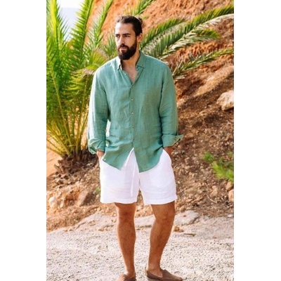 Magic Linen pánska lanová košeľa Nevada Matcha green