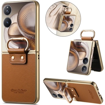 Xiaomi Mix Flip 2 калъф - PC+PU кожа, метално покритие, халка подставка, протектор, 4 цвята