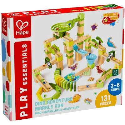 Дървен игрален комплект Hape International - Писта Dino Adventure, 131 части (H1112)
