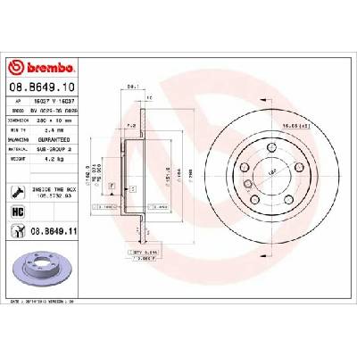 BREMBO brzdový kotúč 08.B649.11, súprava 2 ks