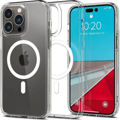 Spigen Ultra Hybrid MagSafe Case - хибриден кейс с висока степен на защита с MagSafe за iPhone 14 Pro Max (бял-прозрачен)