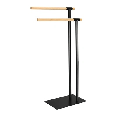 HORECANO G-Метална стойка за хавлии с бамбукови рамена ЧЕРЕН МАТ-(основа 30х20cm. /рамена 39, 5хh71/80cm. ) (82754- 001) (0185127)