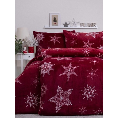 MKLuzkoviny.cz povlečení mikroplyš Exclusive Sněhové vločky červené 140x200 70x90 – Zboží Dáma