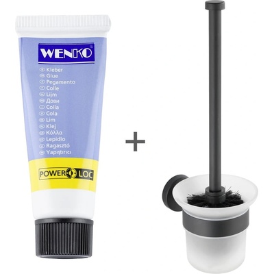 WENKO Матово-черна самозалепваща се стъклена четка за тоалетна Bosio - Wenko (Wenko set 44)