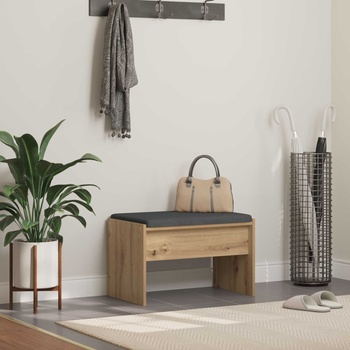 vidaXL Пейка за коридор с възглавница Дъб 60 x 38 x 46 см (891551)