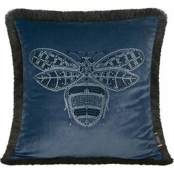 Takoy ROYAL 2 z lesklého zamatu zdobená aplikáciou s včelou z dvojfarebných kamienkov s nadýchanou lemovkou-HF-434098 45 x 45 cm