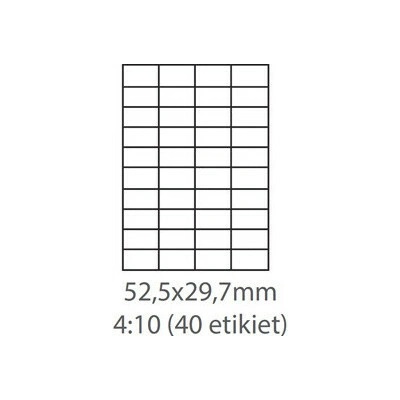 etikety Samolepiace 52,5x29,7 univerzálne biele 40ks/A4 (100 listov A4/bal.) ECO-05202900