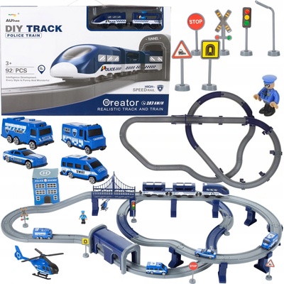 Doris policajná vláčkodráha na batérie 92 dielikov Police Train