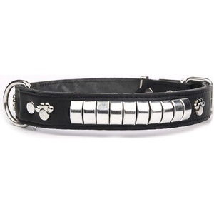 ABC-ZOO Кожен нашийник Exclusive Silver с аксесоари, черен 4 см x 60 - 69 см