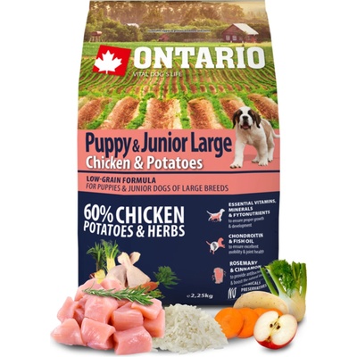 Ontario Puppy & Junior Large Chicken & Potatoes & Herbs 2,25 kg