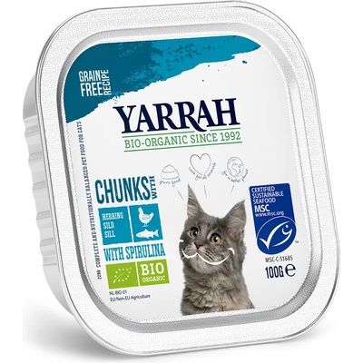 Yarrah 6x100г Yarrah Bio хапчици в сос, консервирана храна за котки - риба с био спирулина