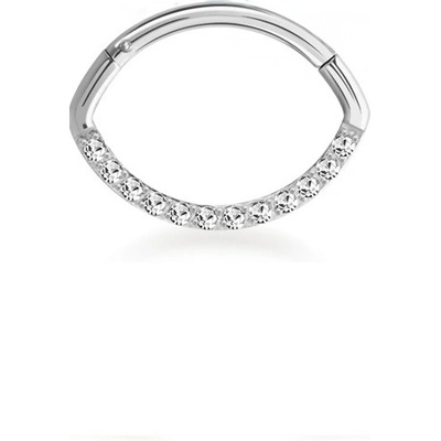 Atreya Titanový kroužek ve tvaru oválu s otevíráním a zirkony Jala stříbrná 1,2 mm