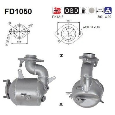 Filtr sazových částic, výfukový systém AS FD1050