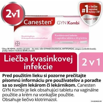 Canesten GYN Kombi tbl.vag. 1 x 500 mg + crm.der. 1 x 20 g