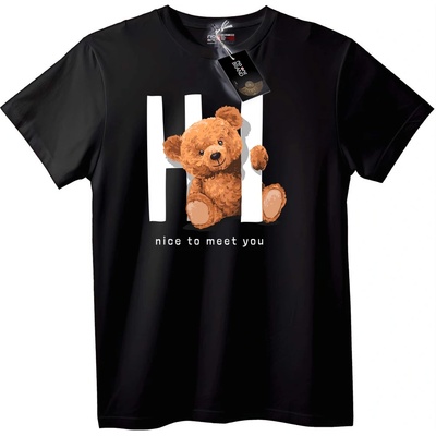 NOONEBRAND Тениска Здравей Мечка - XS, Black