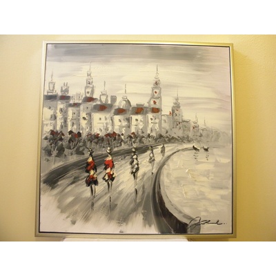 OBRAZ - IMPRESE - OLEJ 84 x 84 CM ZLATOSTŘÍBRNÝ RÁM