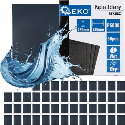 Vodní brusný papír – list 230 × 280 mm, zrnitost P5000 (balení 50/1000 ks) | Geko