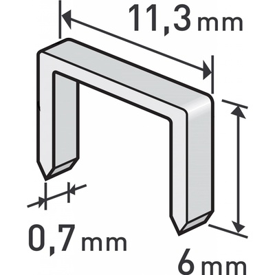 Spony Extol 8852501, balení 1000ks, 6mm, 11,3x0,52x0,70mm