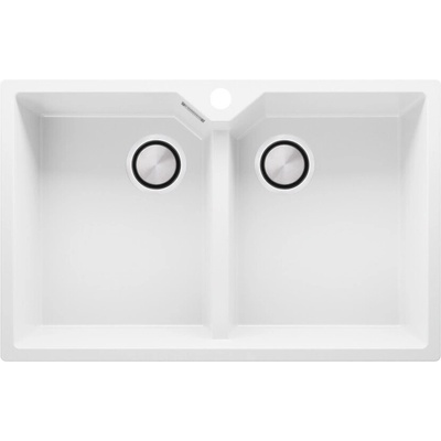 Твоят Стил Бяла кухненска гранитна мивка с две корита Мадрид 80 Twin 780 х 500