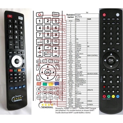 GENERAL HYUNDAI RC1910, TVL19925LEDDR, TVL22555LEDRR, TVL32138, TVL32925LEDR, 22LE6580E, DLH32127MP4CR - съвместимо дистанционно управление на марката General (RC1910, TVL19925LEDDR, TVL22555LEDRR, TVL32138, TVL32925LEDR, 22LE6580E, DLH32127MP4CR)