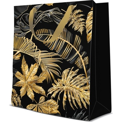Darčeková taška stredná - Gold Leaves 20x10x25 cm