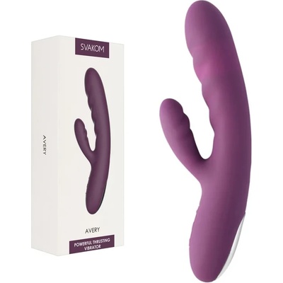 Тласкащ вибратор с клитор стимулатор - 18, 6см. - Avery Lilac (SVAKOM0193)