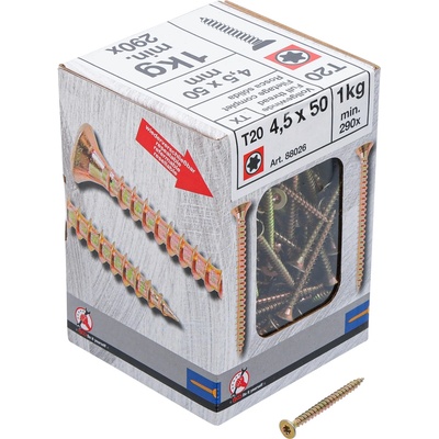 Kraftmann 88026 Viacúčelové skrutky T-profil T20 4,5 x 50 mm 1 kg / 290 ks