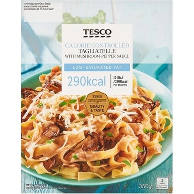 Tesco Uvarené cestoviny s hubovou omáčkou s pečenými hubami a syrom ementál 350 g