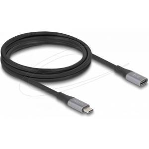 Delock Удължителен кабел USB-C, 40 Gbps, PD 240W, 2 м, сив (DELOCK-81202) - pcbuild