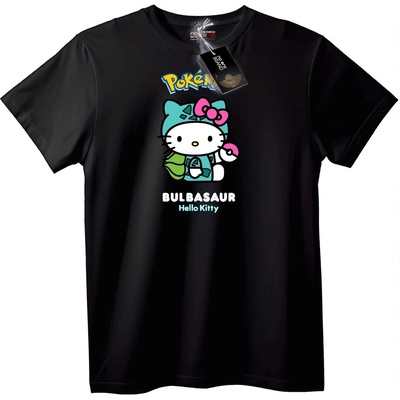 NOONEBRAND Тениска Hello Kitty x Bulbasaur Pokémon - 7XL, White