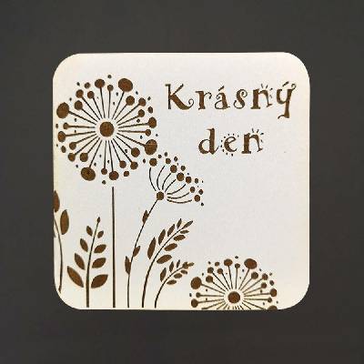 Amadea Dřevěný podtácek hranatý text krásný den průměr 9cm