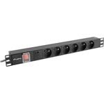 Lanberg 19" 1U 16A 6x френски черен 2 м защитен прекъсвач срещу пренапрежение (PDU-06E-0200-BK) (PDU-06E-0200-BK)