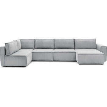 Bobochic Светлосив велурен U-образен ъглов диван, ляв ъгъл Nihad modular - Bobochic Paris (101198)