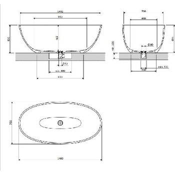 Omnires Shell M+ 148x75 cm SHELL148WWBLV