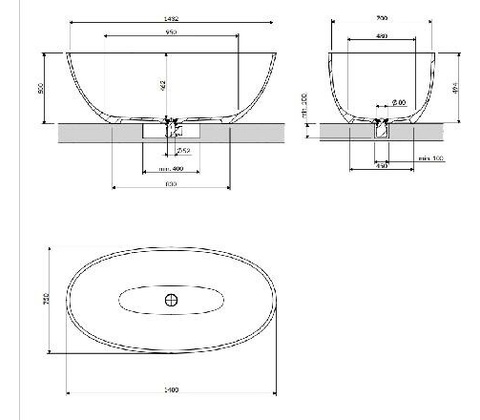 Omnires Shell M+ 148x75 cm SHELL148WWBLV