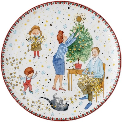 Rosenthal Vánoční talíř na cukroví Vánoční světýlka motiv Rodina zdobí stromek 22 cm 02476-727474-10862