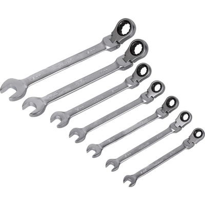 Hoteche sada ráčnových očkoplochých flexibilních klíčů 7 ks 8 - 19 mm HT192504