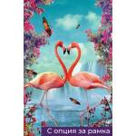  Диамантен Гоблен "Влюбени Фламингота" - 30 x 40 см, Кръгли мъниста