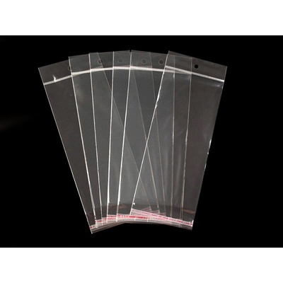 Prima-obchod PP sáček s lepicí klopou a závěsem 10x22 cm transparent 100 ks