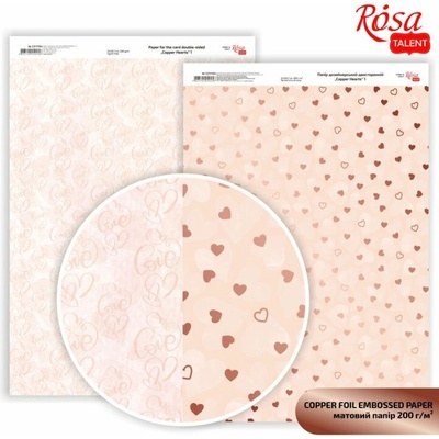 Rosa Papiere na scrapbooking Hearts A4 - copper hearts 2
