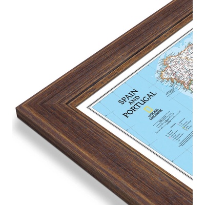 National Geographic Španělsko, Portugalsko - nástěnná mapa Classic 85 x 55 cm Varianta: mapa v dřevěném rámu, Provedení: Volta ořech
