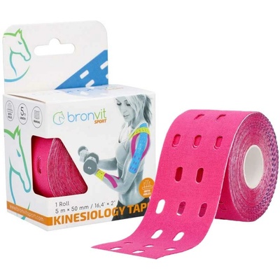 Bronvit Sport Kinesio Tape děrovaný růžová 5 cm x 5 m